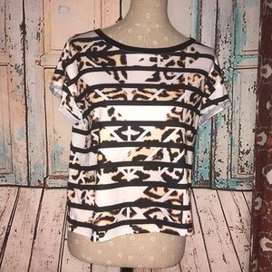 MINKPINK~Striped Leopard/Animal Print Tee Top~M
